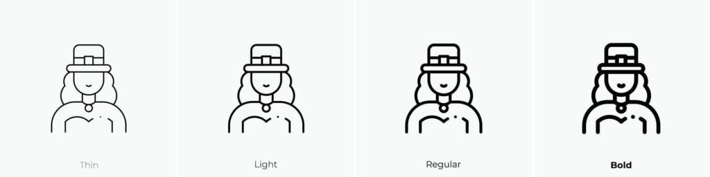 leprechaun icon. Thin, Light, Regular And Bold style design isolated on white background Stock Free