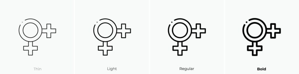 lesbian icon. Thin, Light, Regular And Bold style design isolated on white background Stock Free