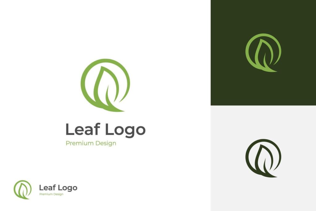 letter Q circle leaf logo icon design. green leaf with earth nature logo design Stock Free