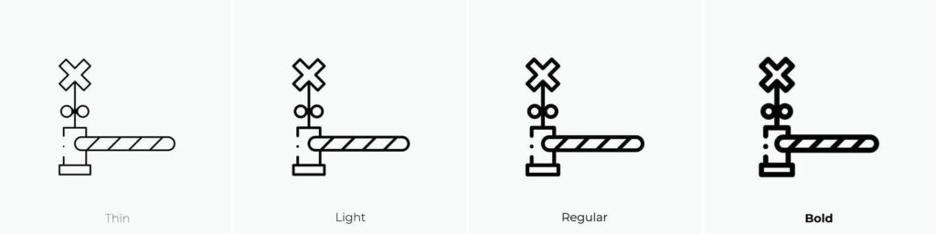 level crossing icon. Thin, Light, Regular And Bold style design isolated on white background Stock Free