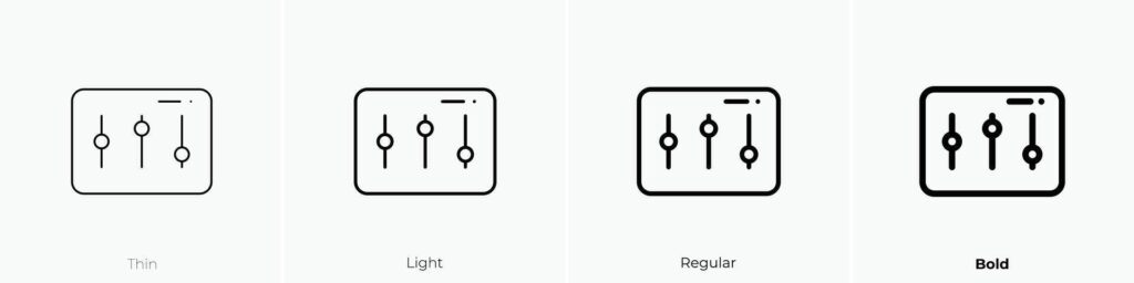 levels icon. Thin, Light, Regular And Bold style design isolated on white background Stock Free