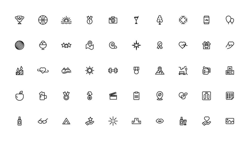 Lifestyle and Entertainment icons. Thin line icons collection. Outline icon. Stock Free