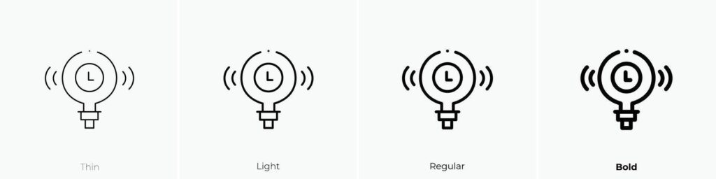 light bulb icon. Thin, Light, Regular And Bold style design isolated on white background Stock Free