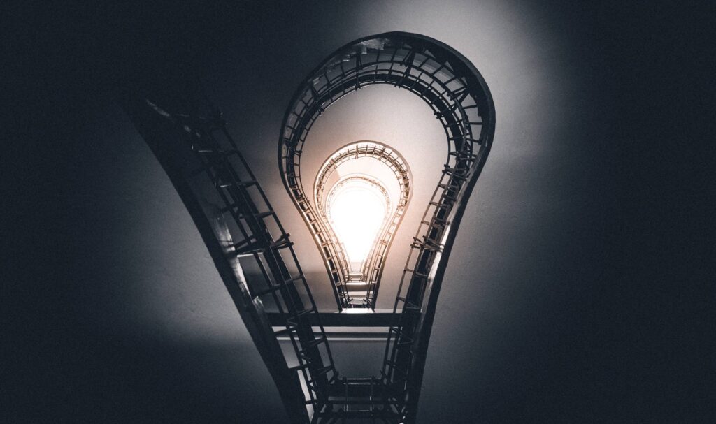 Light Bulb Staircase in Prague, Czechia Free Photo