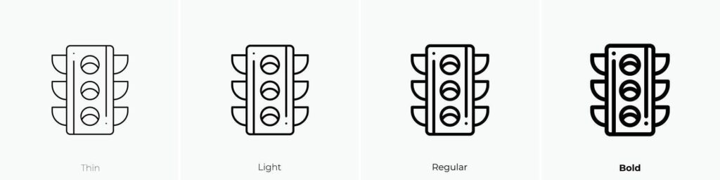 light icon. Thin, Light, Regular And Bold style design isolated on white background Stock Free