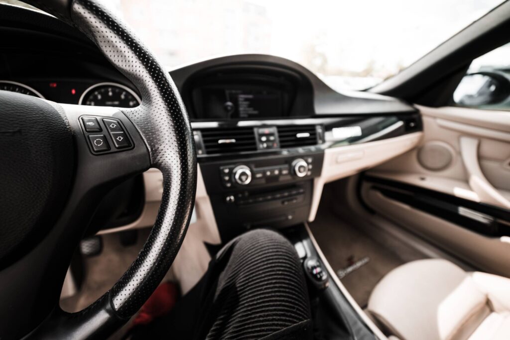 Light Modern Car Interior from Driver’s View Free Photo