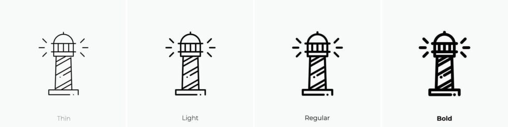 lighthouse icon. Thin, Light, Regular And Bold style design isolated on white background Stock Free