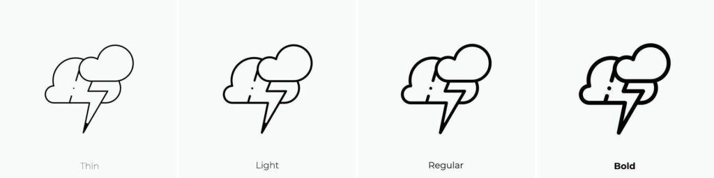 lightning icon. Thin, Light, Regular And Bold style design isolated on white background Stock Free