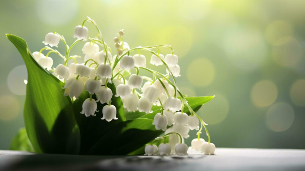 Lily of the Valley with blurred background, AI Generative Stock Free