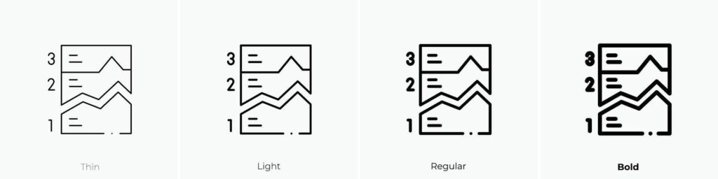 line chart icon. Thin, Light, Regular And Bold style design isolated on white background Stock Free