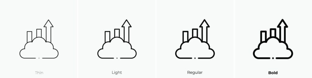 line graph icon. Thin, Light, Regular And Bold style design isolated on white background Stock Free