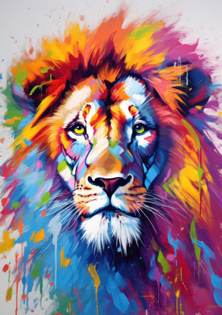 Lion Face Painting Colors Stock Free