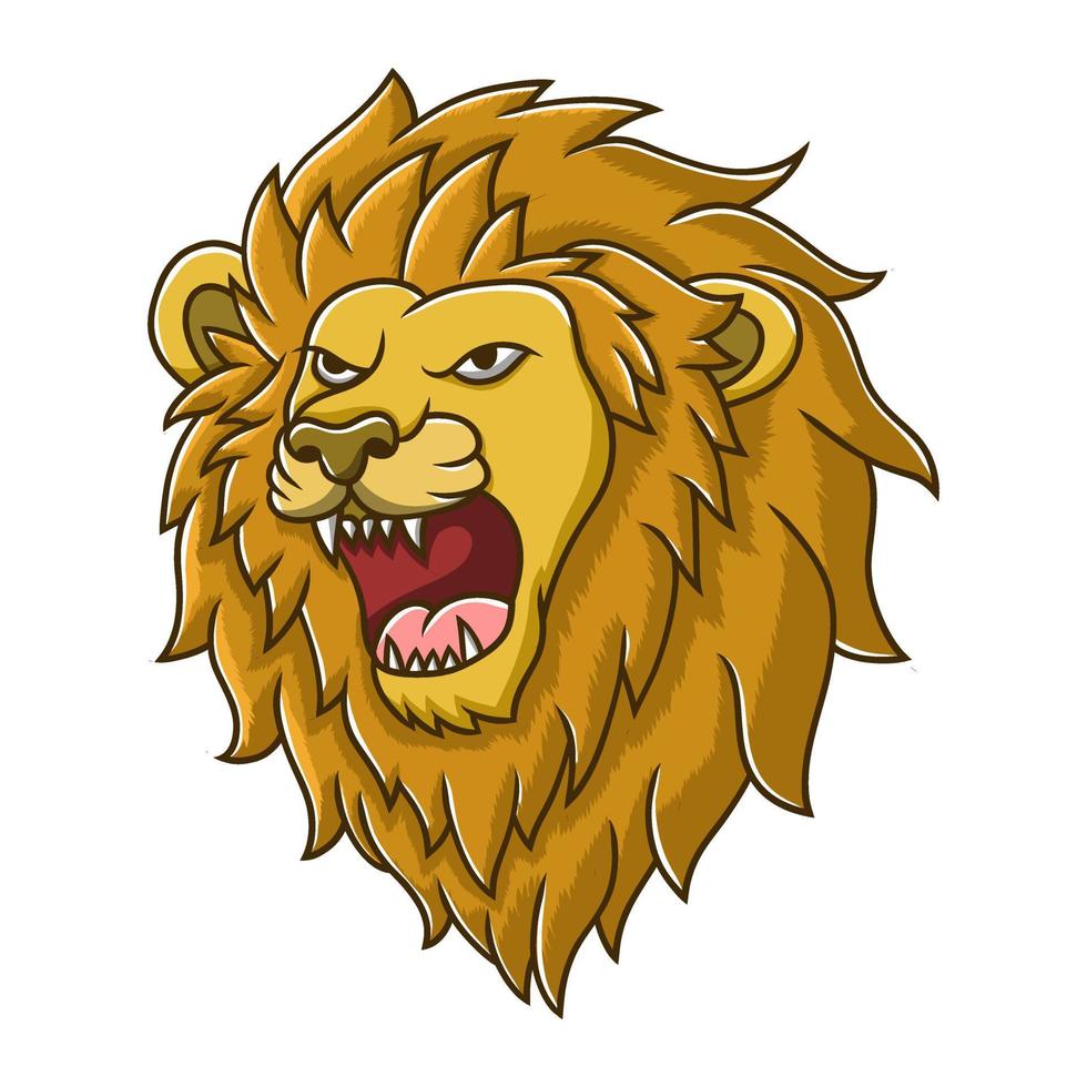 Lion Head Icon Cartoon. Wildlife Jungle Mascot Vector Illustration. Zoology Mammal Character Stock Free