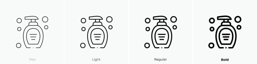 liquid soap icon. Thin, Light, Regular And Bold style design isolated on white background Stock Free