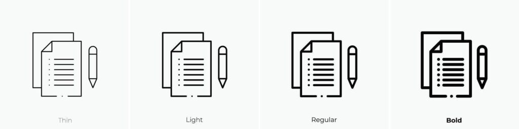 list icon. Thin, Light, Regular And Bold style design isolated on white background Stock Free