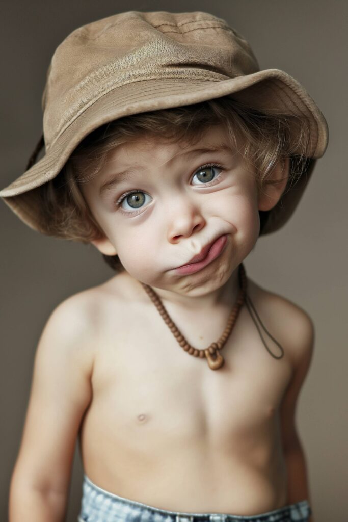 Little Boy Making Funny Faces While Being Photographed Stock Free