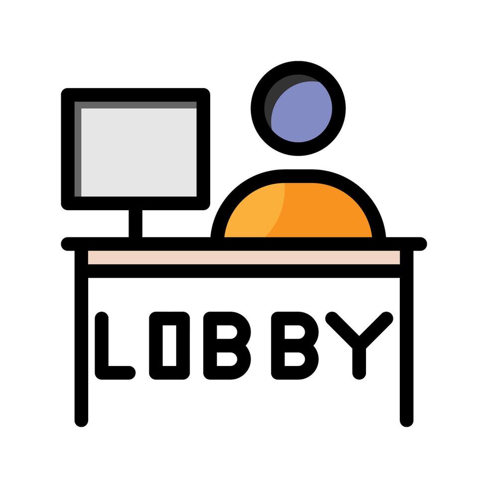 Lobby flat icon. Editable reception desk symbol. Stock Free