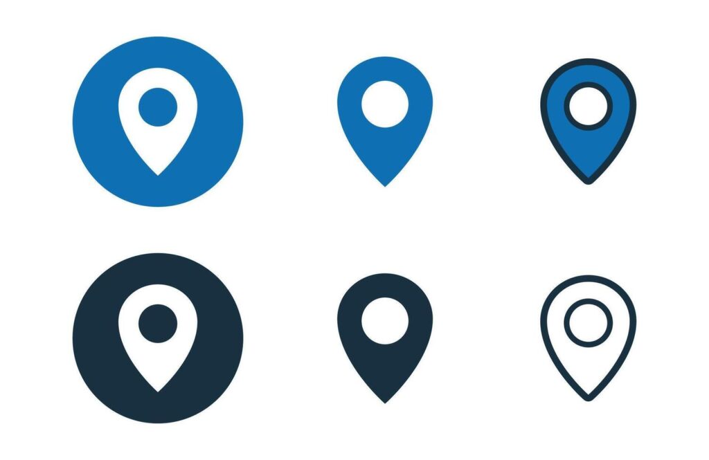 Location icons collection in different style flat illustration set Stock Free