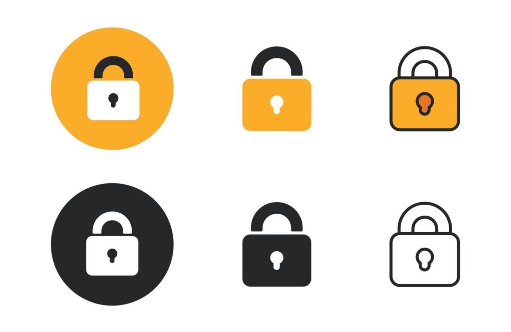 Lock icons collection in different style flat illustration set Stock Free