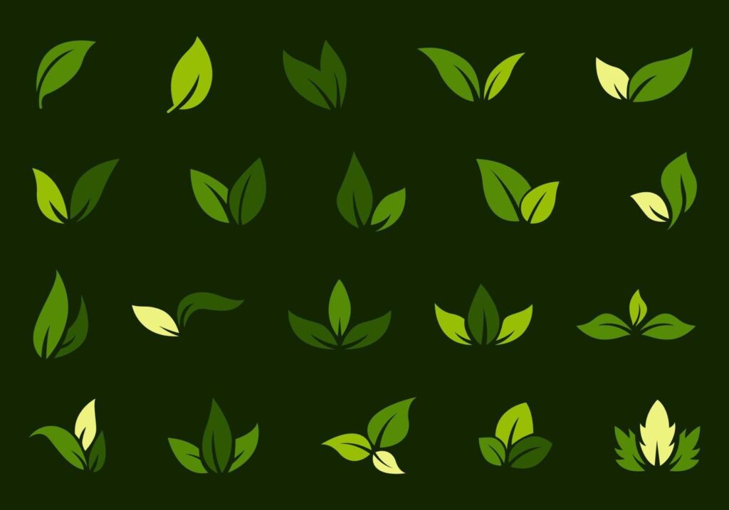 Logo of green leaf. Ecology nature element vector icon. Eco vegan bio. Vector illustration Stock Free