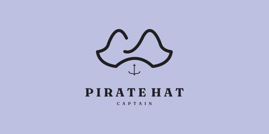 logo pirate hat line art icon minimalist illustration design Stock Free