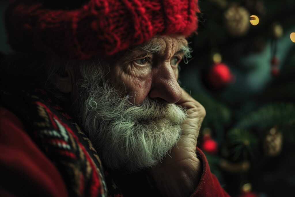 Lonely and Sad Old Man During Christmas Holidays Stock Free