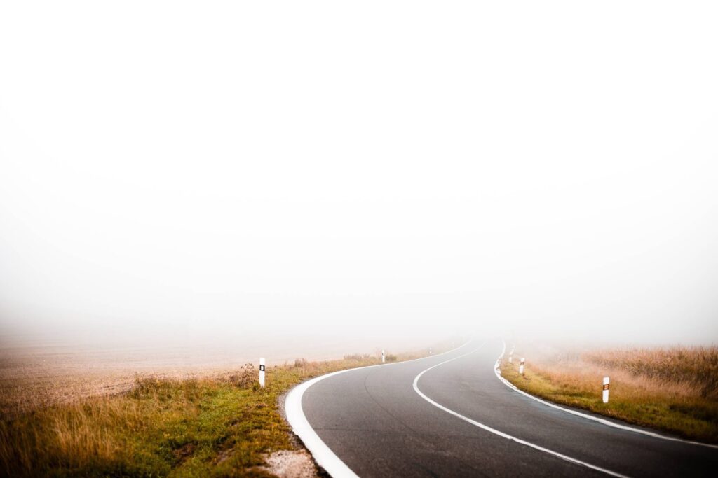 Lonely Foggy Road Free Photo