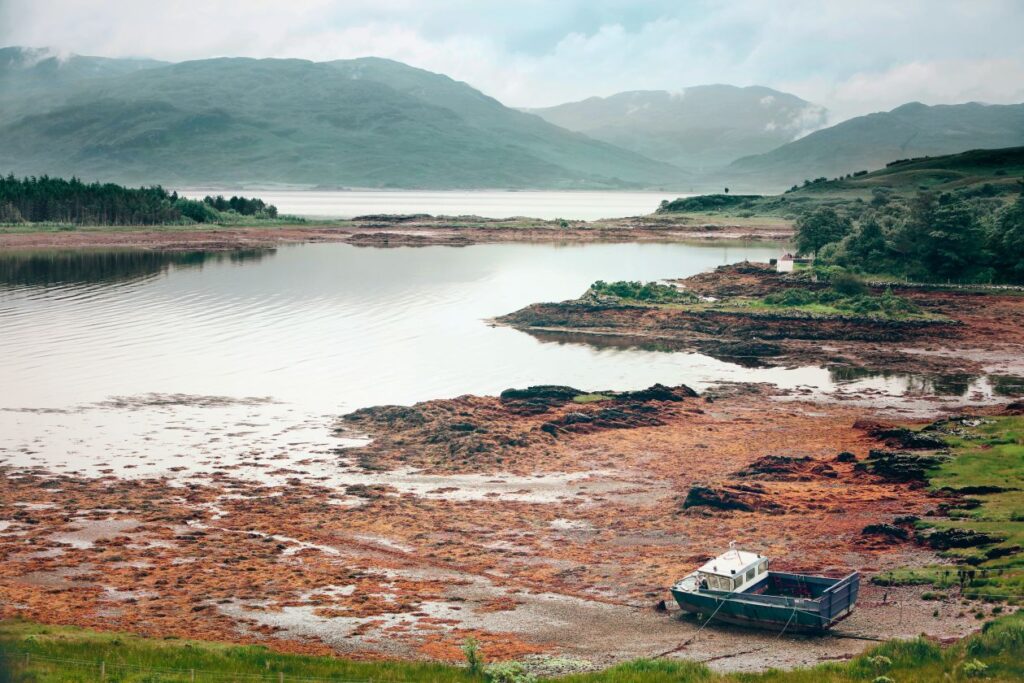 Low-Tide Square Scottish Boat Stock Free