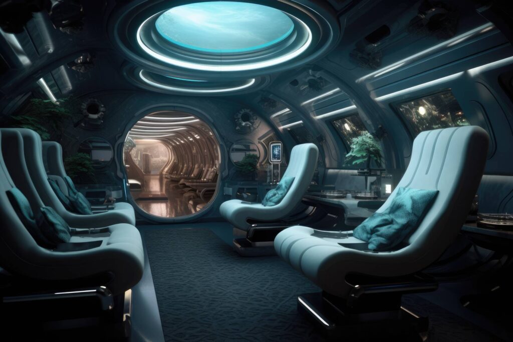 Luxurious Futuristic Submarine Interior Stock Free