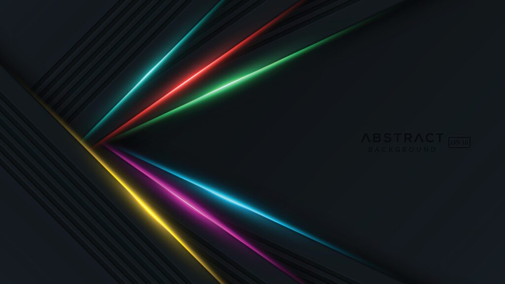 Luxury black abstract dimension background with colorful light Free Vector