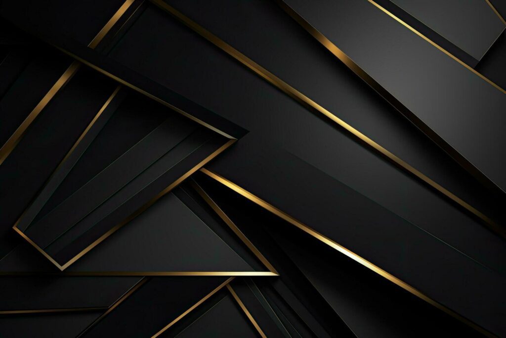 Luxury black and golden abstract background. Graphic concept for your design, Luxury abstract black metal background with golden light lines. Dark 3d geometric texture, AI Generated Stock Free