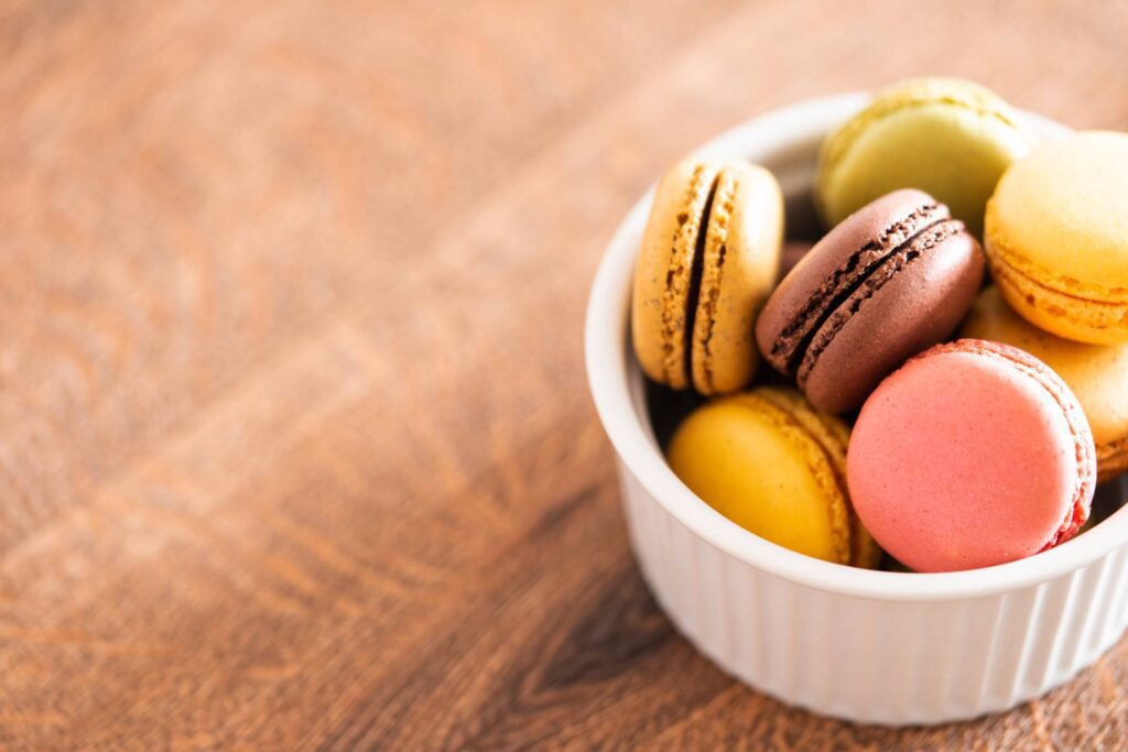 Macarons in a Bowl Place for Text Free Photo