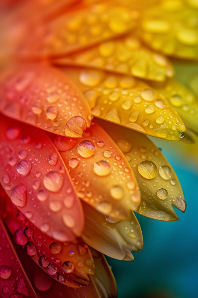 Macro Photo of Rain Drops on a Colorful Flower Stock Free