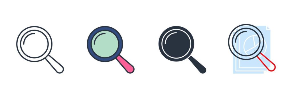 Magnifying glass icon logo vector illustration. search symbol template for graphic and web design collection Stock Free