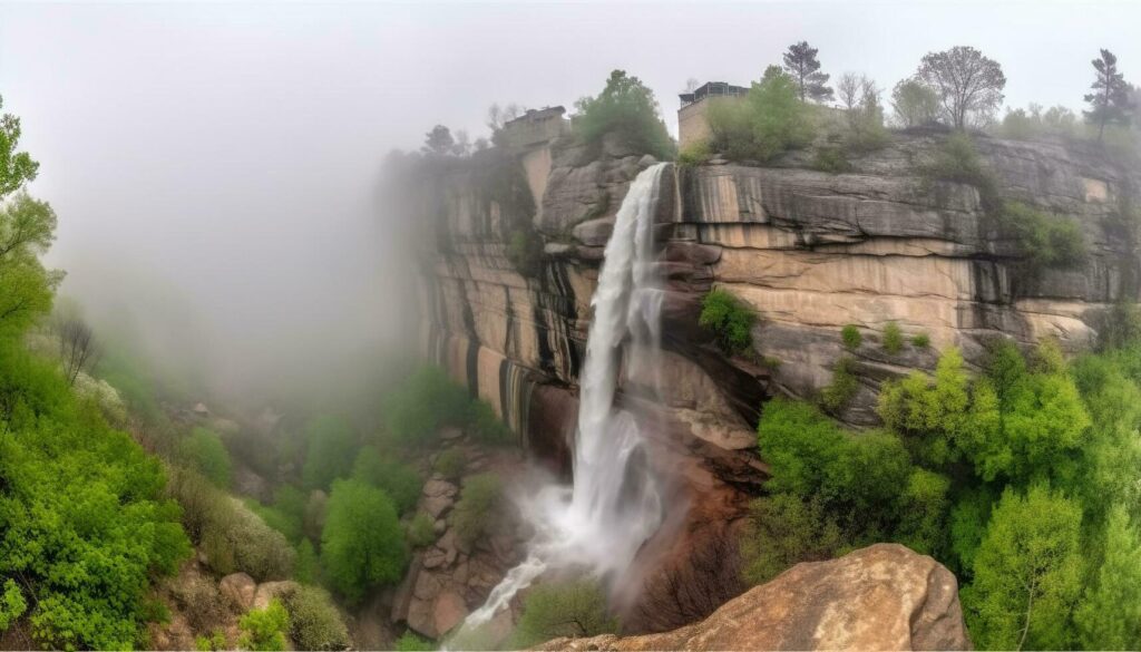 Majestic mountain range, tranquil scene, flowing water, natural beauty, adventure generated by AI Stock Free