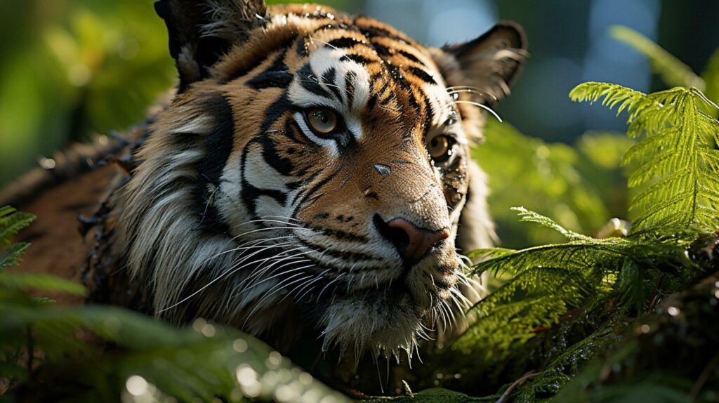 Majestic Tiger in the Enchanting Rainforest, AI Generative Free Photo