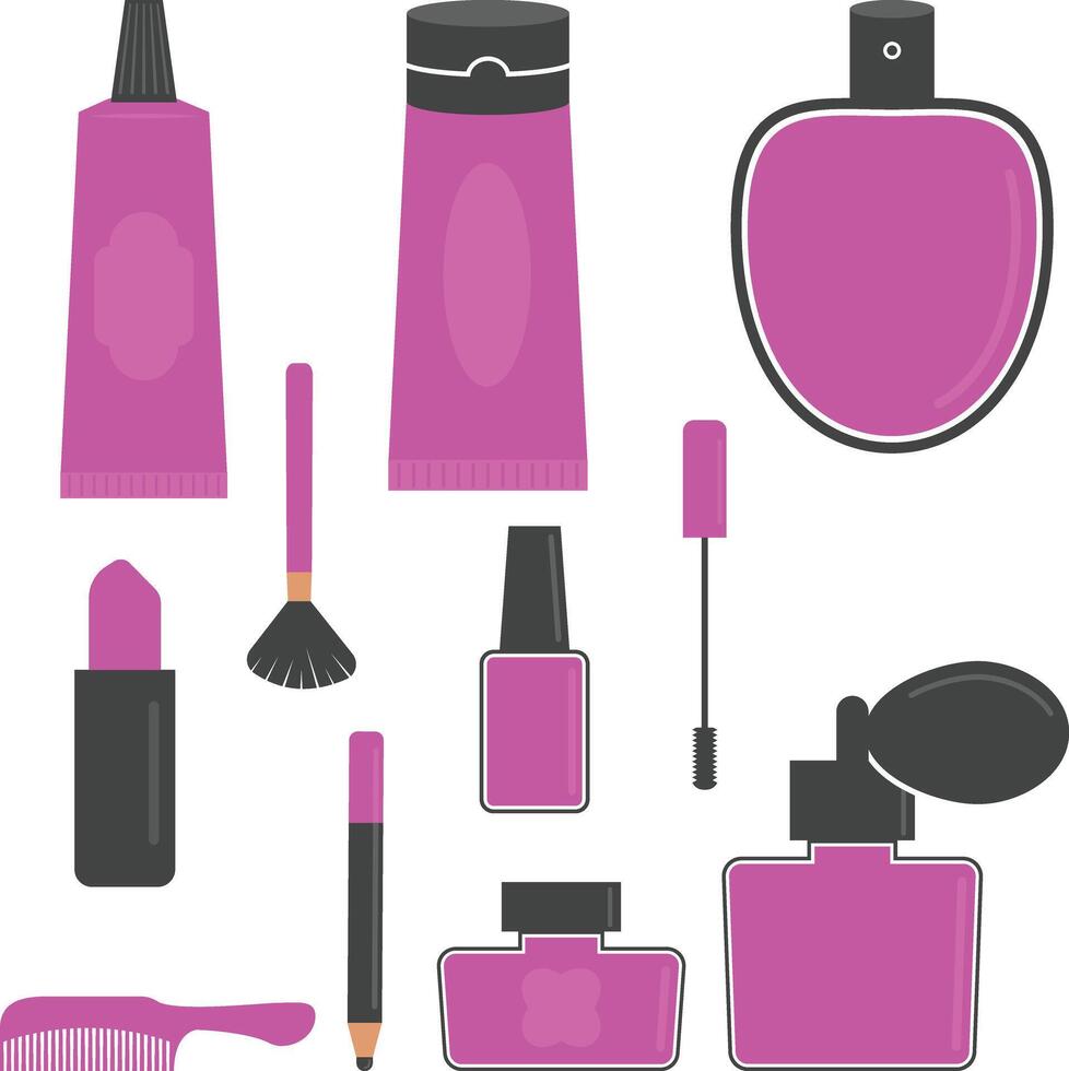 Makeup Beauty Product Colored Icons Stock Free