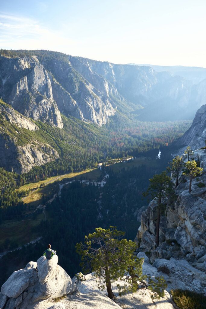 Man Enjoying The View into The Yosemite Valley Vertical Free Photo