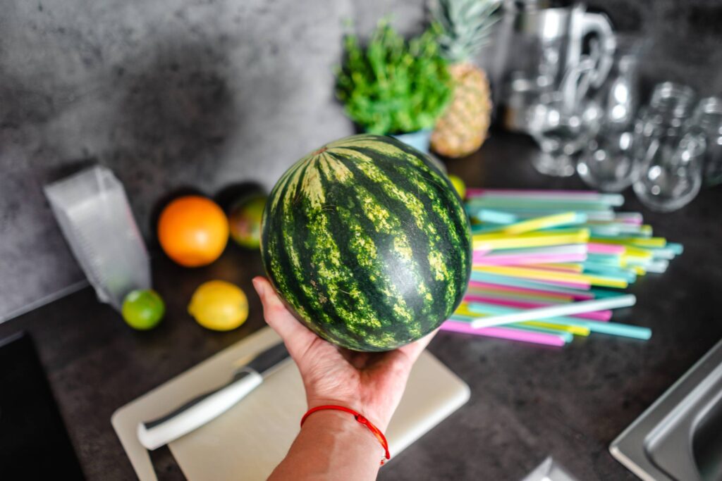 Man Holding a Small Watermelon Free Photo