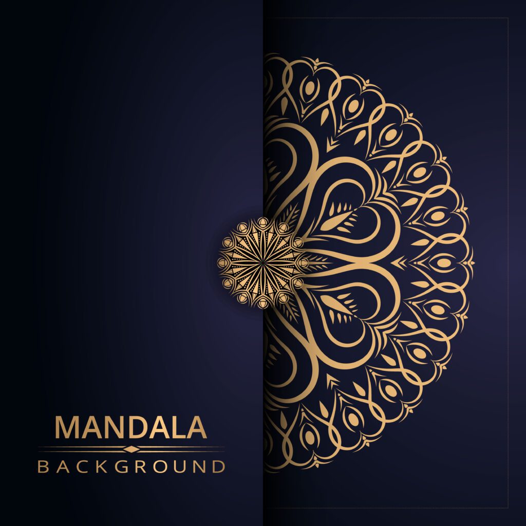 Mandala background with golden arabesque style Free Vector