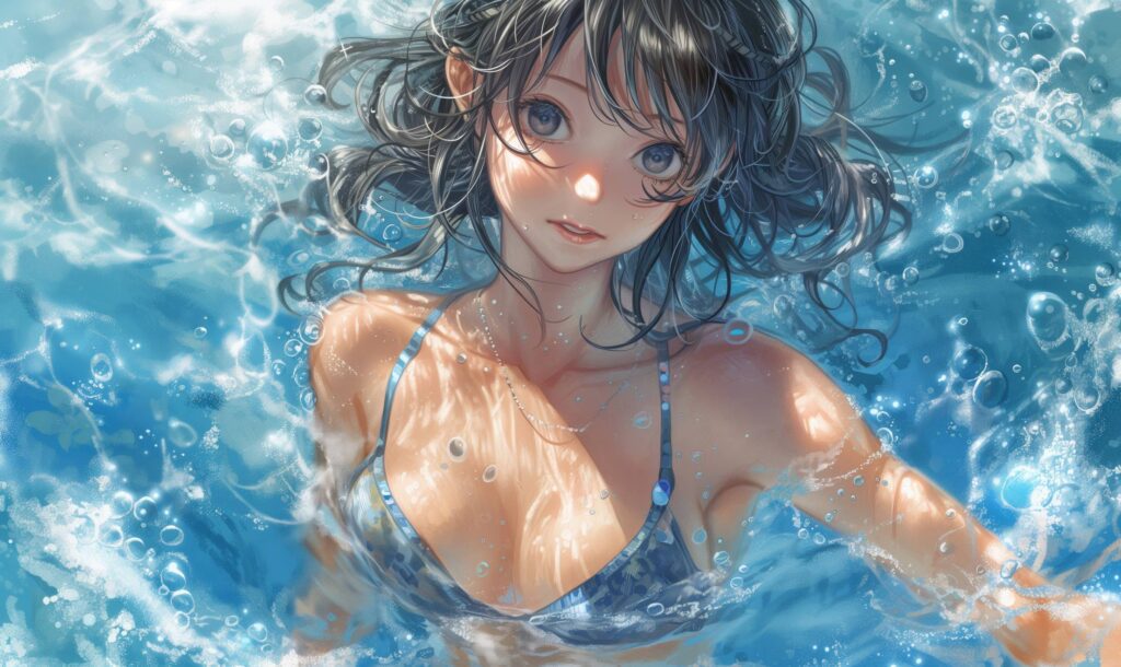 Manga Girl in a Pool Stock Free