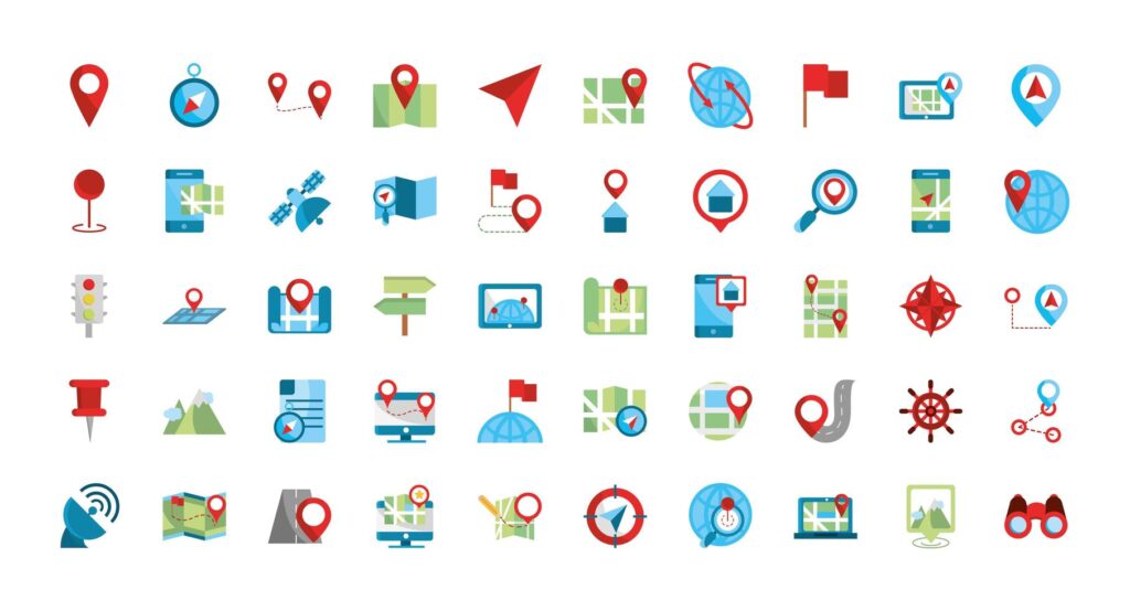 Map and GPS icon set Stock Free