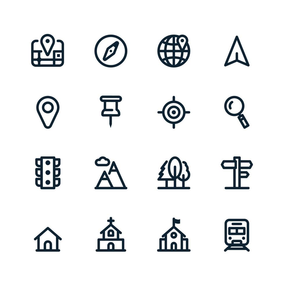 Map and location icons with White Background Stock Free and Free SVG