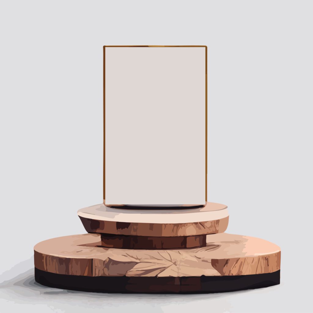 marble mock up, show cosmetic product display, Podium, stage pedestal or platform. 3d vector Abstract minimal ,scene geometric, forms, wood podium white background Free Vector
