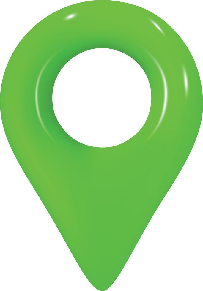 Mark location. Green colour locate pin gps map. Realistic 3d design In plastic cartoon style. Icon isolated on white background. Stock Free