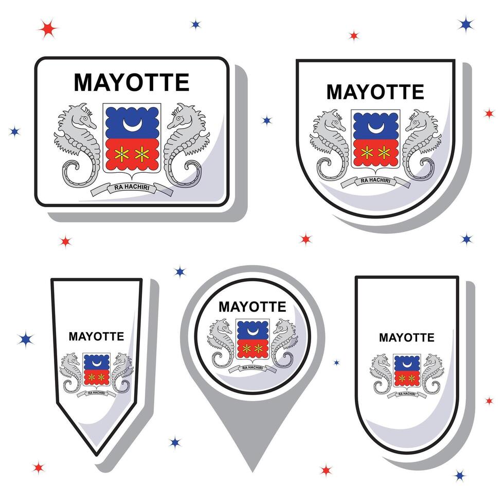 Mayotte national flag cartoon vector icon mascot bundle packs. East African countries flag icon pack Stock Free