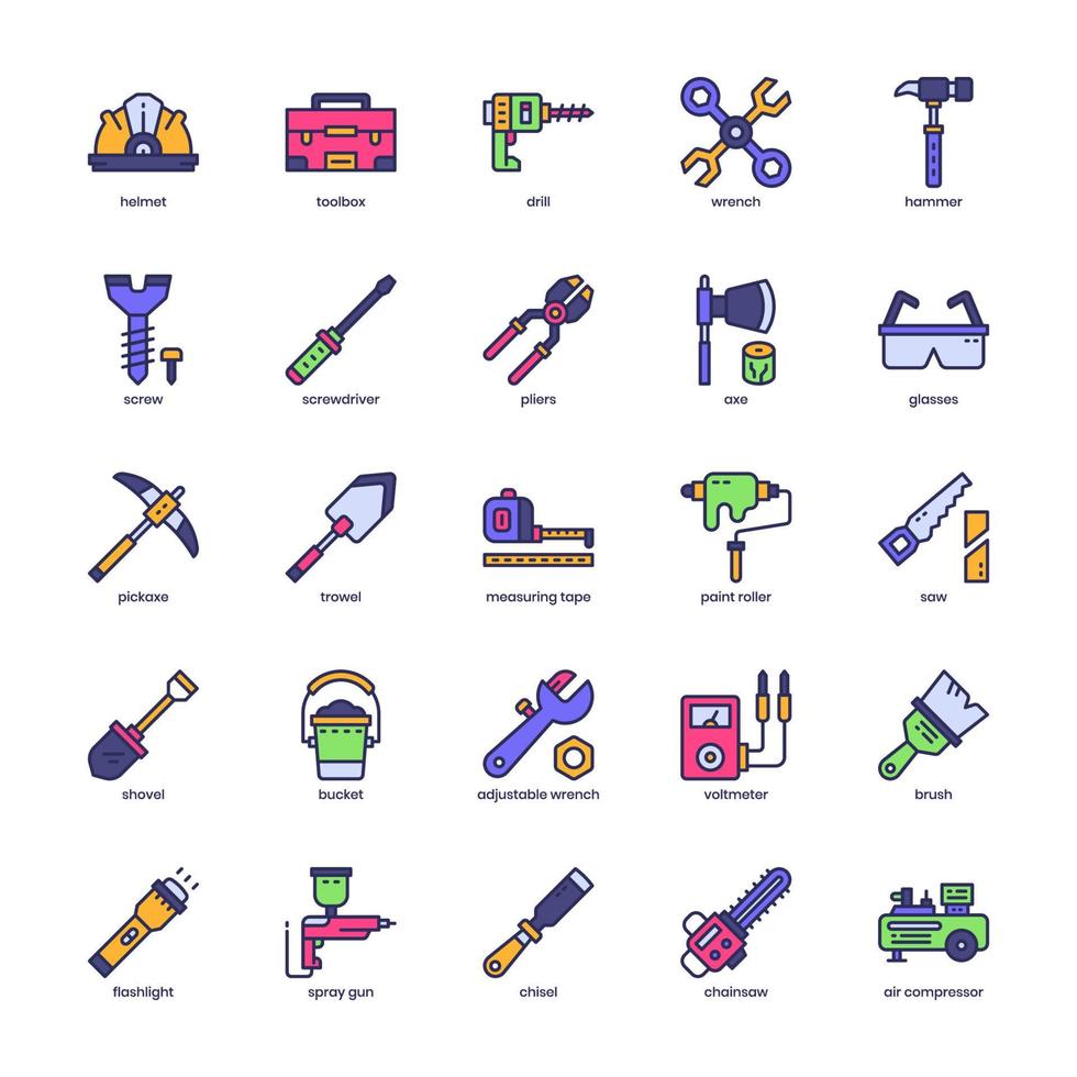 Mechanic Tool icon pack for your website design, logo, app, UI. Mechanic Tool icon filled color design. Vector graphics illustration and editable stroke. Stock Free