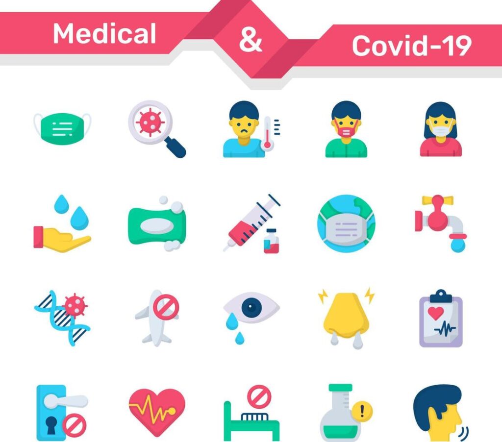 medical and corona virus icons set Stock Free