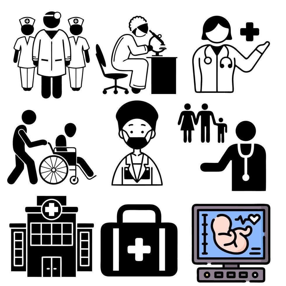 medical care icon set illustration Stock Free