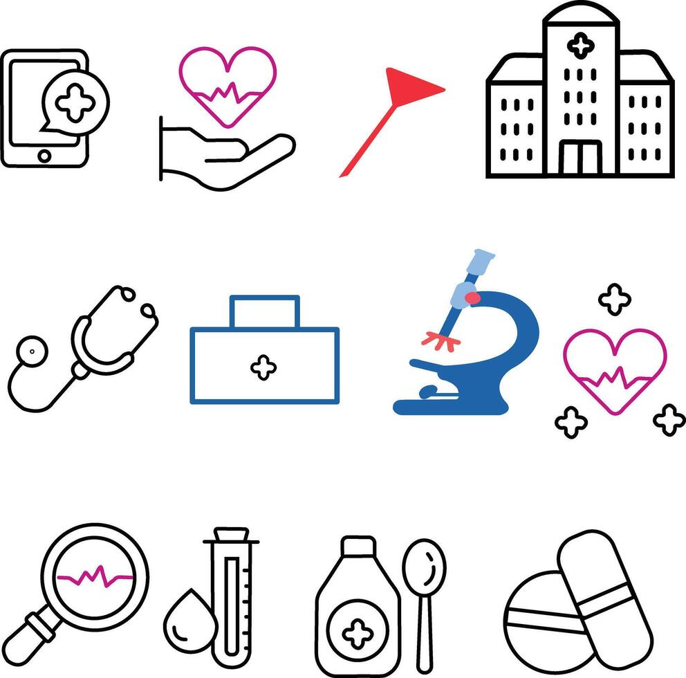 medical science line art icon set Stock Free